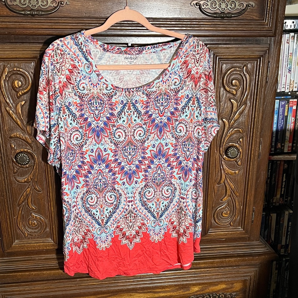 Westport Red and Blue Paisley Blouse